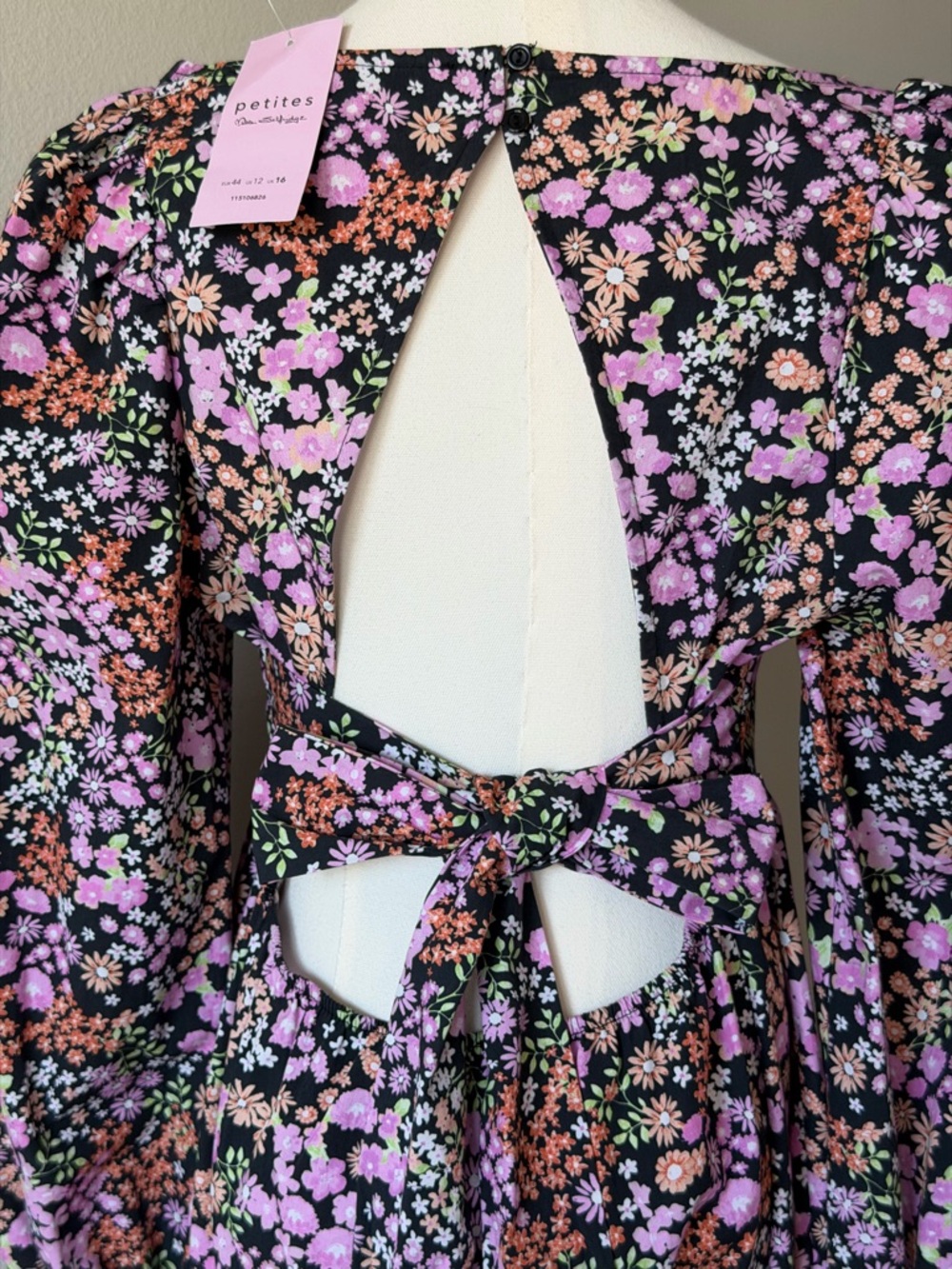 Romantic Miss Selfridge Black Floral Puff-Sleeve Ruffle Hem Cotton Midi Dres-12 - Picture 7 of 16